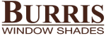 Burris Window Shades logo in dark‑brown, serif lettering with a thin underline separating “Burris” and “Window Shades.”